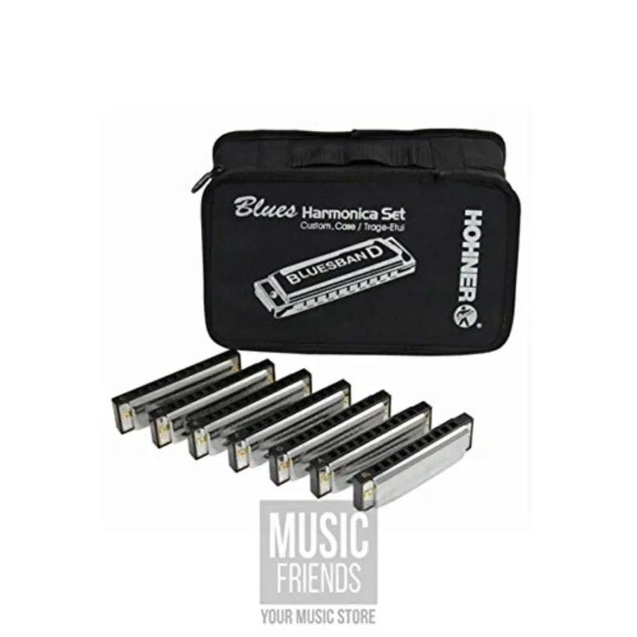 مجموعة Hohner Bluesband Harmonica مكونة من 7 قطع لعشاق موسيقى البلوز تتضمن هارمونيكا مفاتيح متعددة للعب متعدد الاستخدامات في Liv