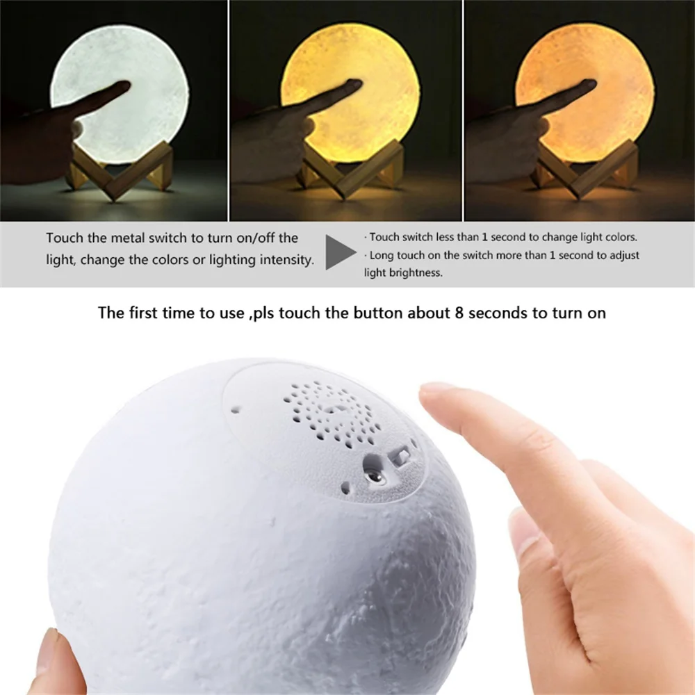 Moda 3D Musica Luna Lampada Tre colori chiari FAI DA TE Luna Luce notturna Ricarica USB Ragazza Ragazzo Donna Regalo di compleanno Arredamento camera da letto