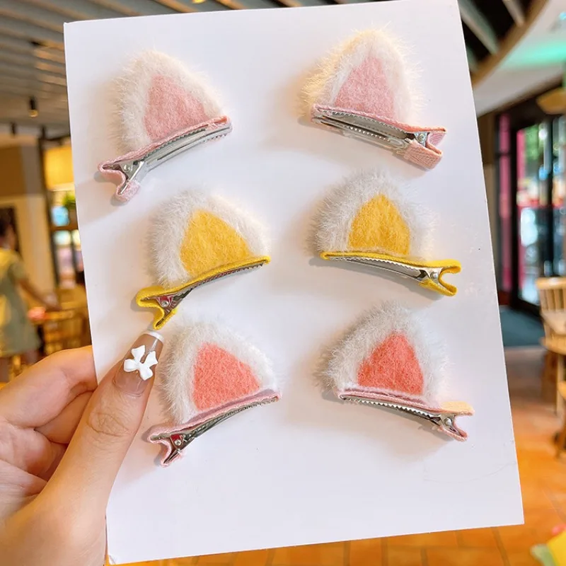 

Заколки для волос в виде 3D кошачьих ушек для девочек, милые плюшевые мягкие нескользящие креативные аксессуары для волос для малышей, для повседневного использования, вечеринок, фотосессий, подарок