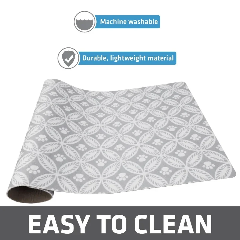 

НОВЫЙ коврик для кормления кошек (12 x 19 дюймов) — впитывающая ткань, водонепроницаемая подложка, нескользящий, можно стирать в машине