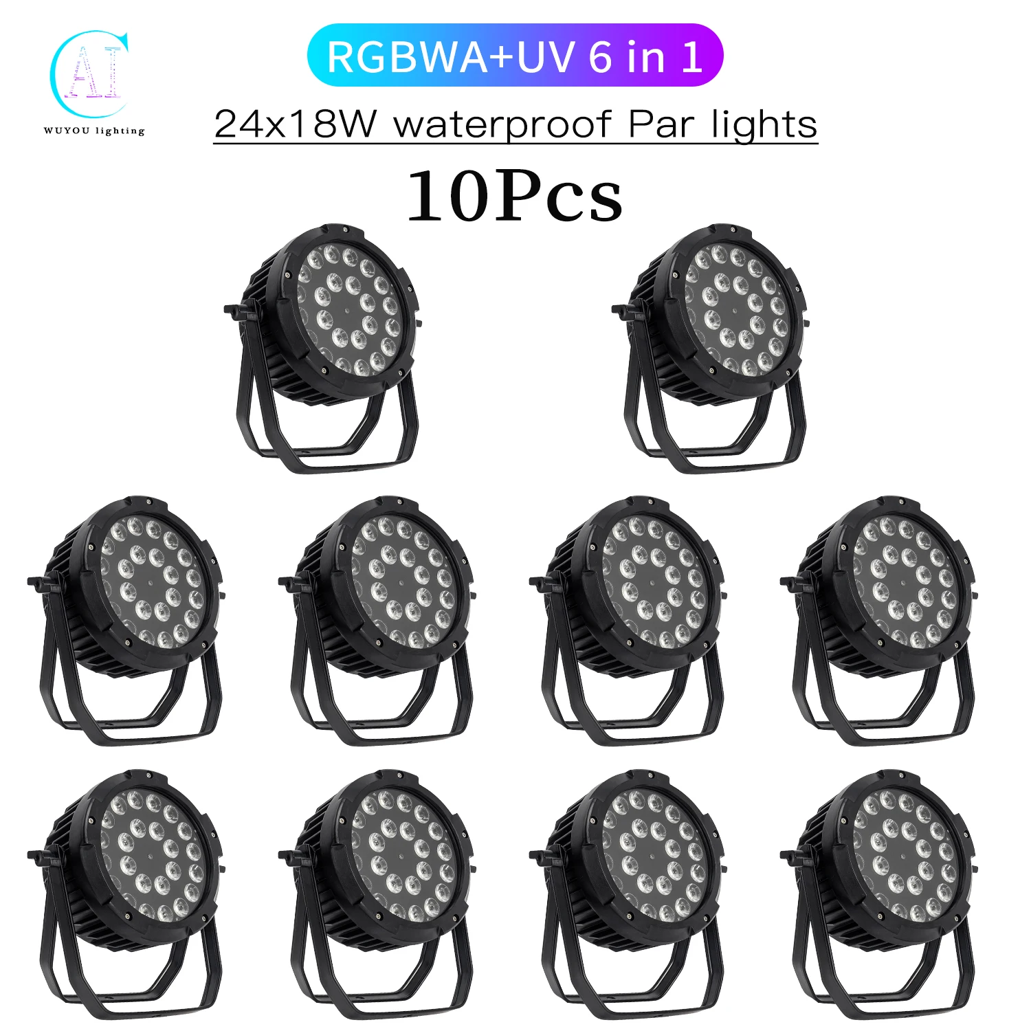 

10 шт./лот наружное освещение для шоу 24x1 2 Вт/24x18 Вт RGBWA UV 6 в 1