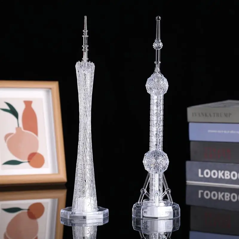 Lighted Tower Model Lighted Tower Tabletop Figurine Canton Tower Home Decor Tower Desk Light Decorations Lighted Decorative For