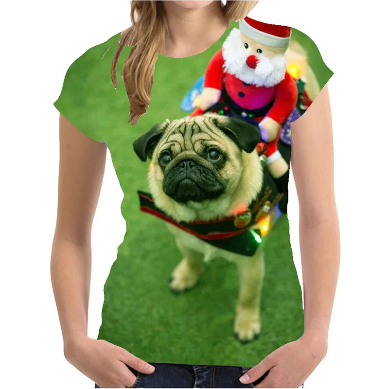 Fashion Pug Dog Animal 3D Print T-shirts Women Streetwear Casual Y2k Short Sleeve T Shirt O-neck Kids Tees Tops Clothing