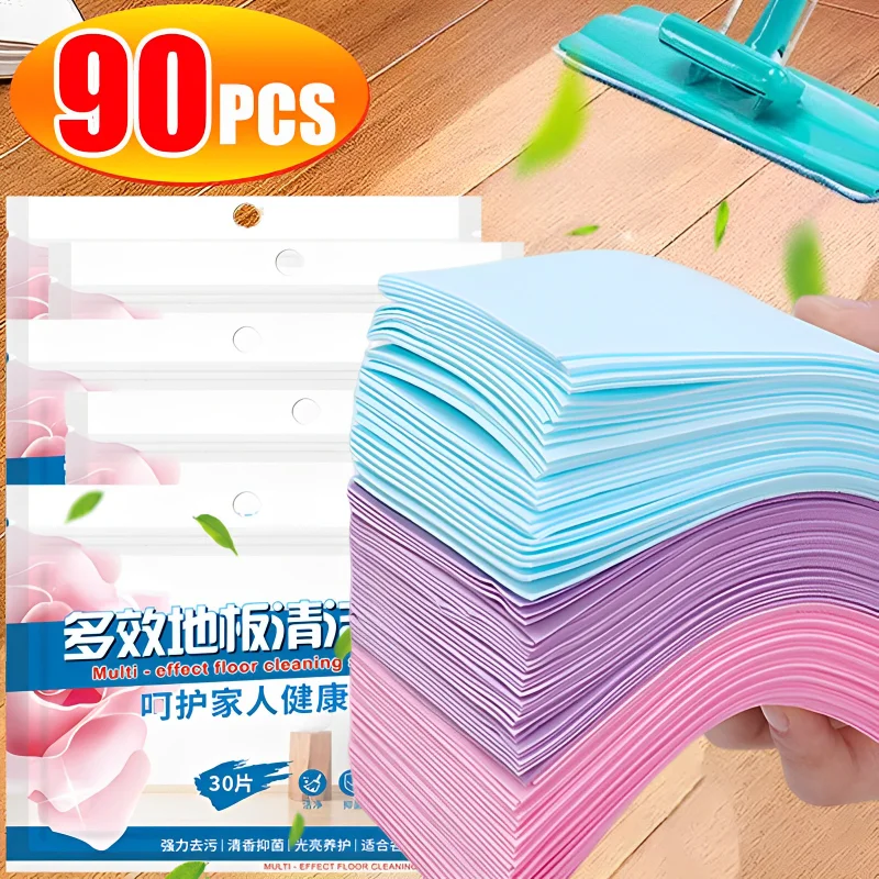 90//60/30PCS Floor Cleaner Cleaning Sheet Mopping The Floor Wiping Wooden Floor Tiles Cleaner Powder Laminate Household Hygiene