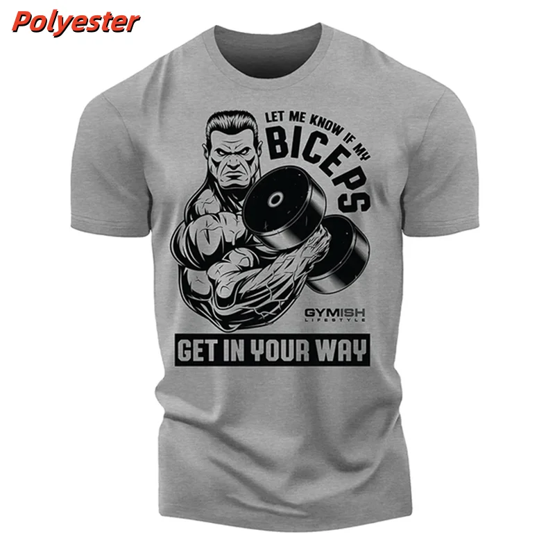 

Мужская футболка для тяжелой атлетики с 3D принтом бицепса, спортивные футболки с узором для фитнеса, летние повседневные свободные футболки с круглым вырезом и короткими рукавами