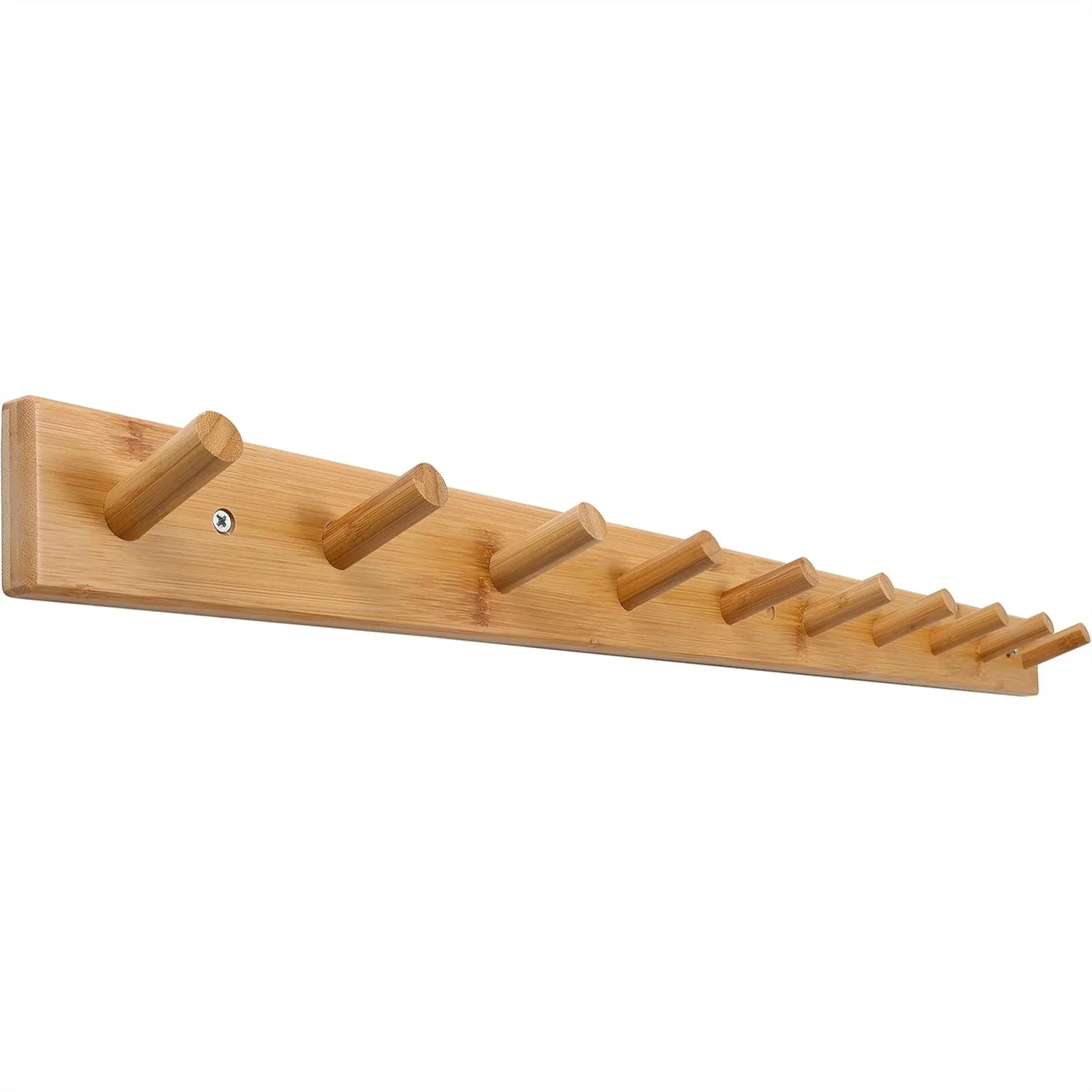 

Natural Bamboo Wall Mounted Coat Rack With 10 Pegs For Hanging Backpacks Coats Towels Hats 16 Inch Hole To Hole