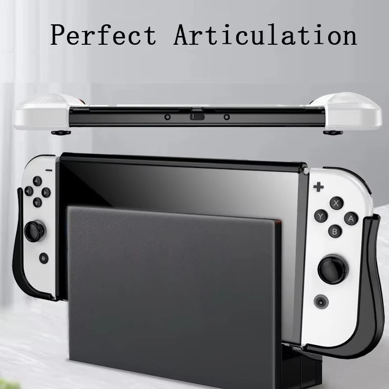 Dockable Protective Case for Switch OLED 2021 Soft Silicone Shell Carbon Fiber Textured Ergonomic Grip Cover for Game - view 3