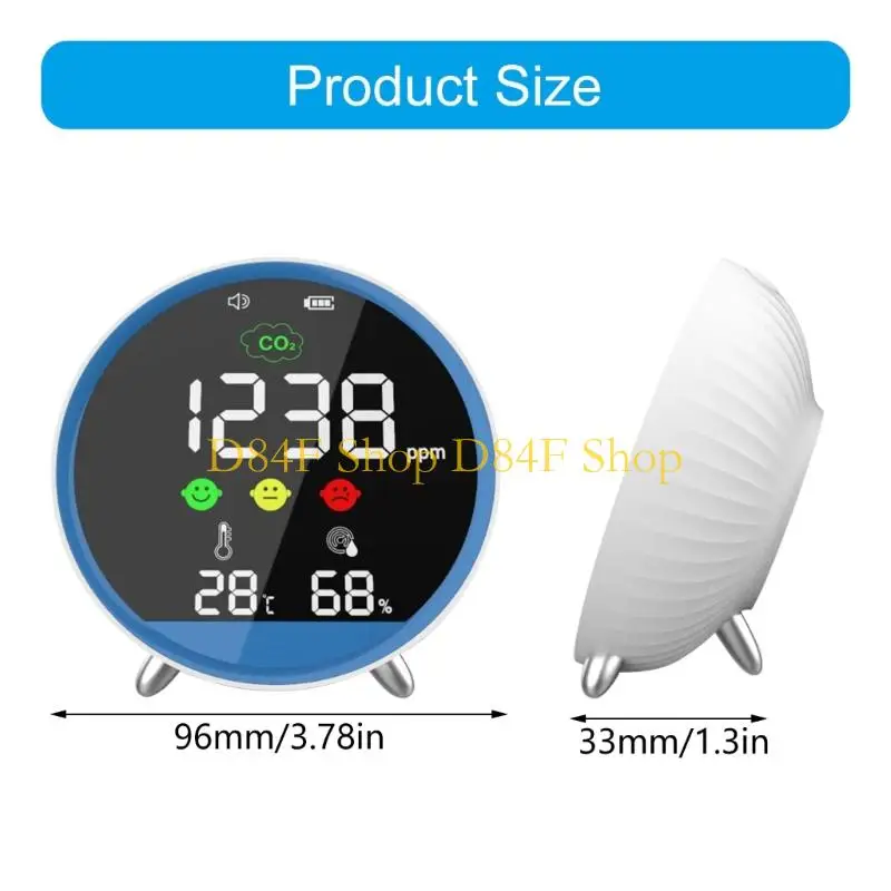 Testeur multifonction qualité l'air D84F, température l'humidité du CO2, affichage LED pour