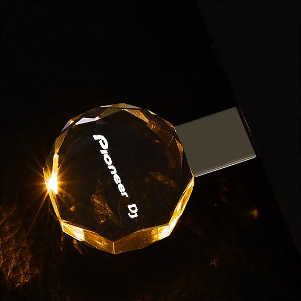 Rhombus คริสตัล Pioneer DJ ไดรฟ์ปากกา 64GB LED Light USB Flash Drive 32GB ฟรีโลโก้ Memory Stick Pendrive ของขวัญสร้างสรรค์ U Disk
