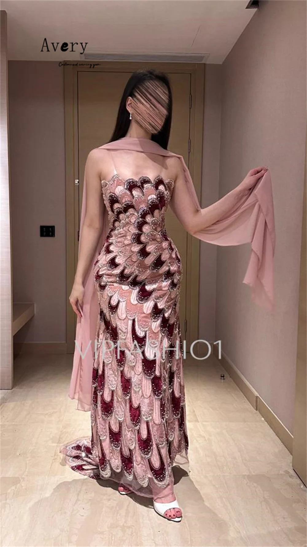 Avery Custom Fishtail Contrast Color Tube Top Sleeveless Luxurious Evening Dresses Luxury 2026 Elegant Gown Women's Prom Dress image 2