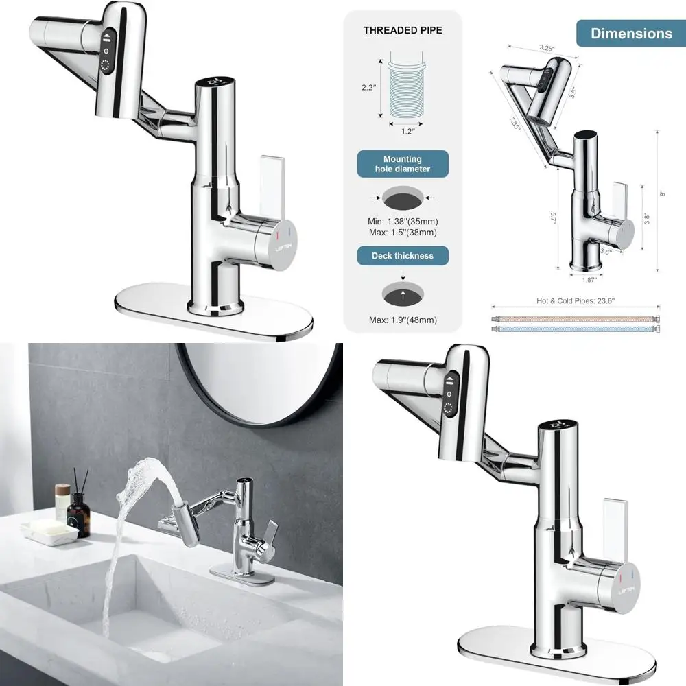 

6 Rotatable Chrome Bathroom Faucet with Cover Plate
