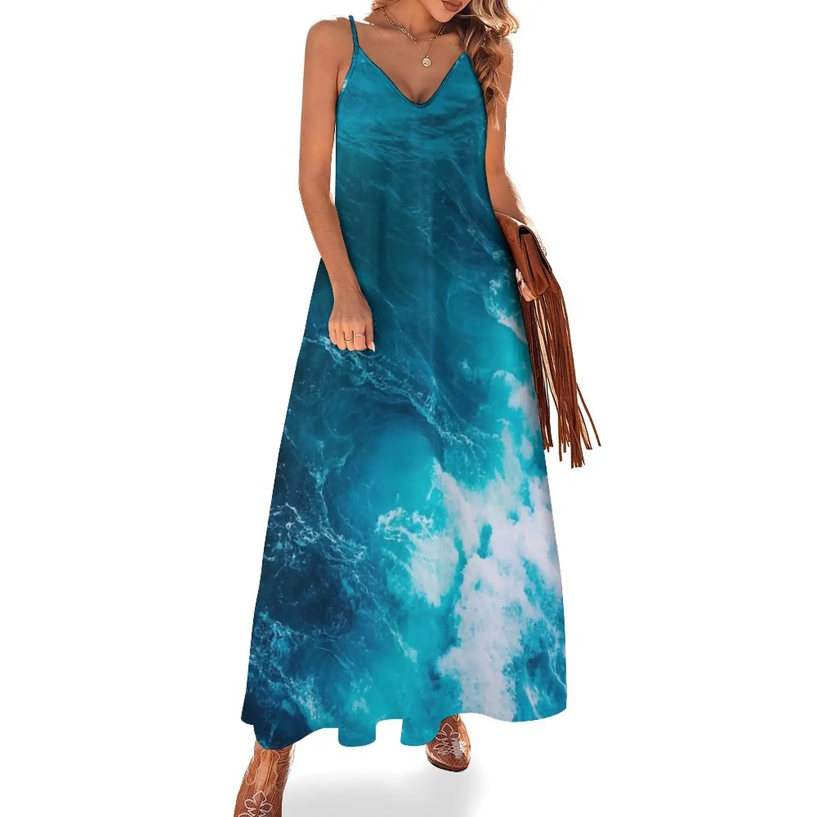 

Blue Ocean Waves Sleeveless Dress women's summer jumpsuit summer dresses ladies 2024 sexy dress for women Casual dresses