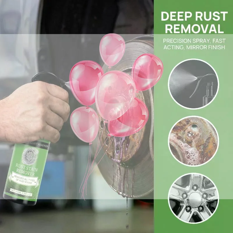 Alloy Rim Rust Remover Spray Heavy Duty Cleaner Eliminates Brake Dust Iron Deposits for Wheel Hub Refurbishment Auto Garage