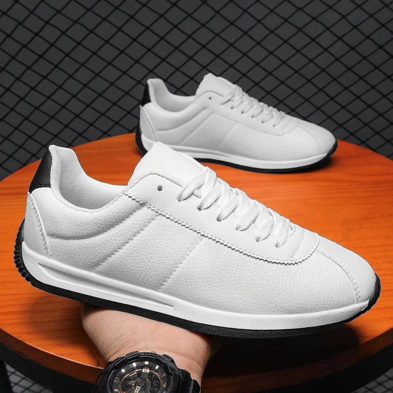 

Мужские кожаные кроссовки, итальянские дышащие, Нескользящие, повседневная обувь для отдыха, лоферы, белые