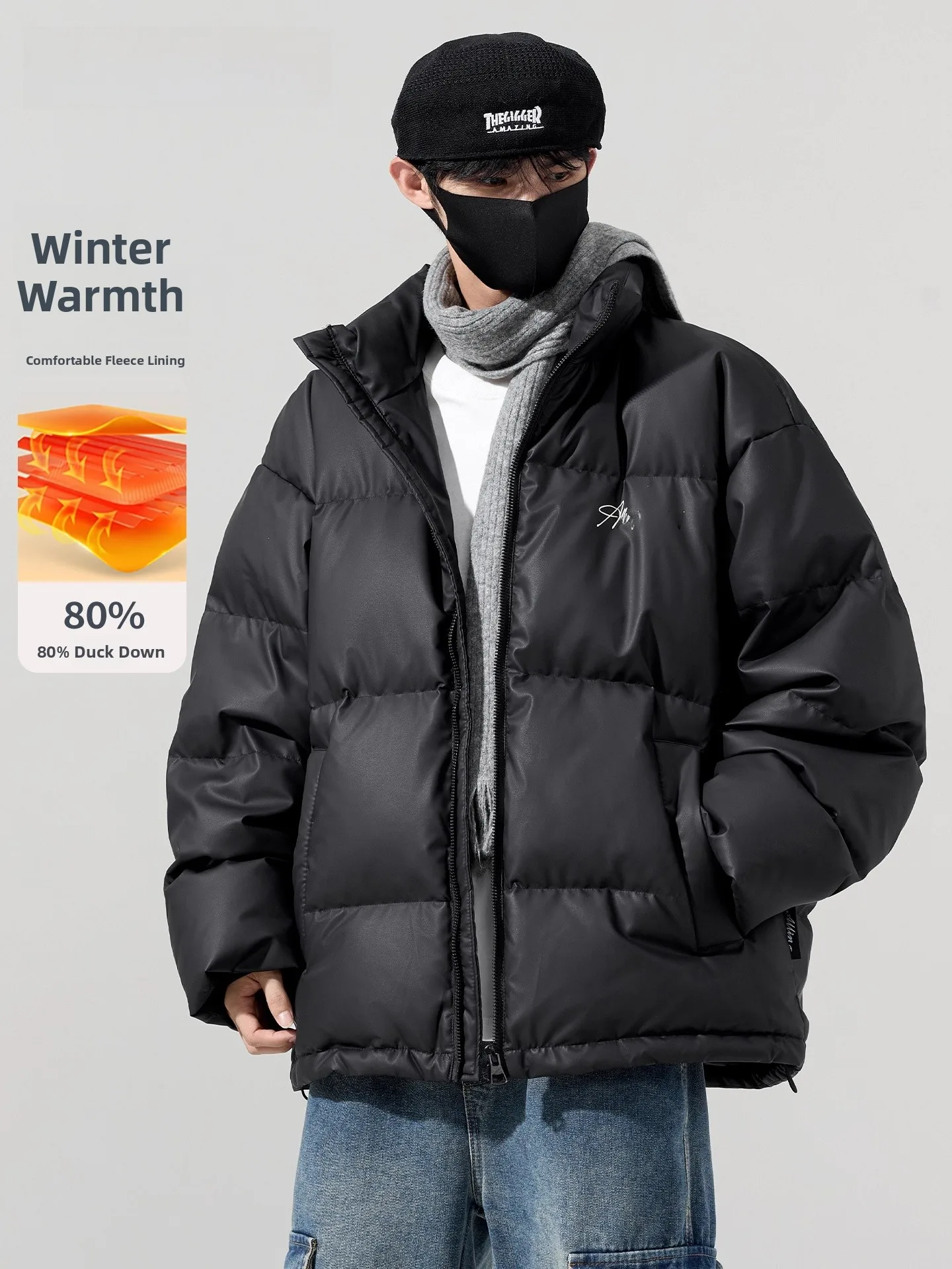 معطف Genio Lamode American Sle down Jaet للرجال والنساء شتوي دافئ من جلد البولي يوريثان معطف خبز للأزواج المطابقين ملابس خارجية #2