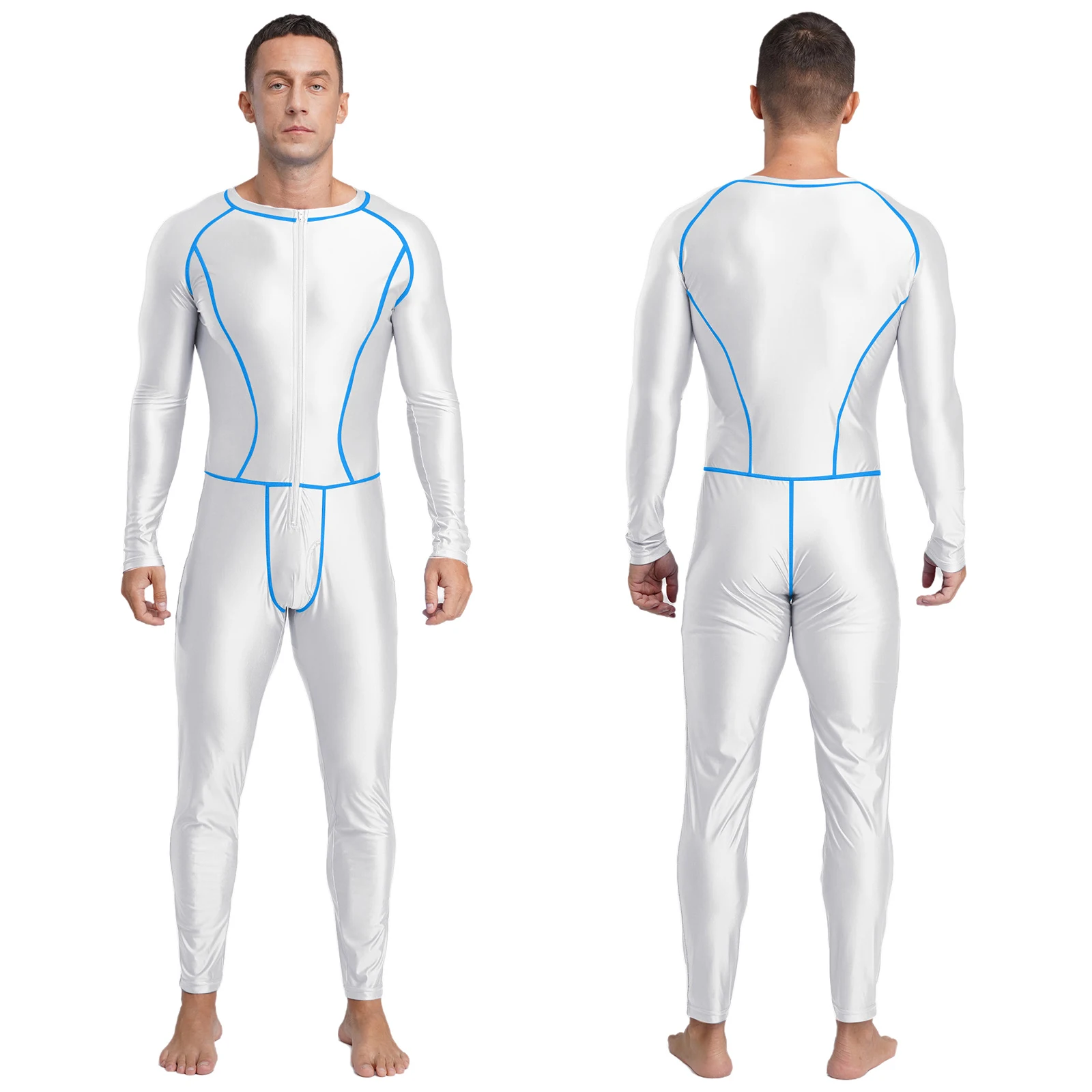 

Men Stretchy Skinny Daily Casual Workout Sport Jumpsuit Long Sleeve Compression Rompers for Swimming Yoga Workout Gym Shape-wear
