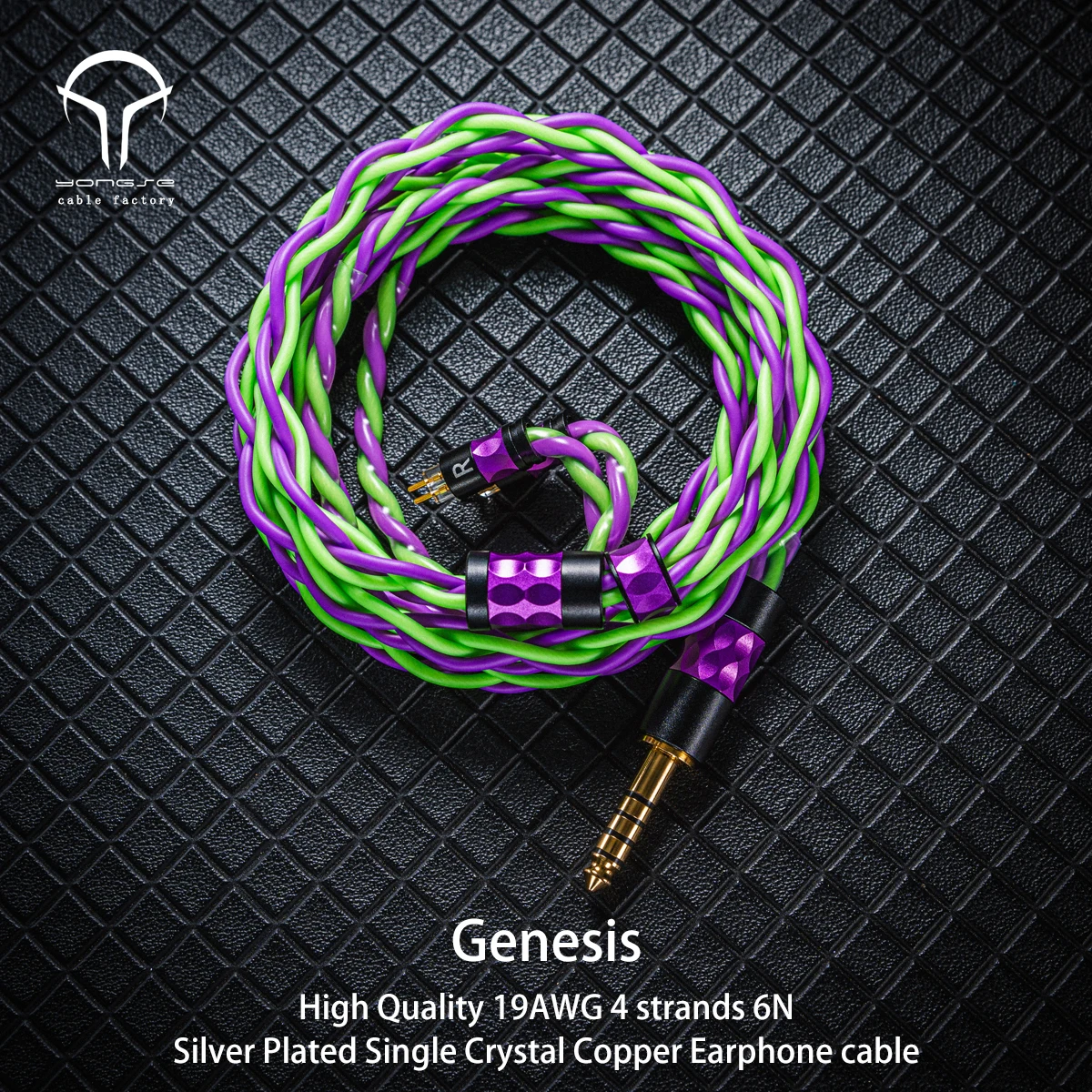 

YONGSE Genesis High Quality 19AWG 4 strands 6N Silver Plated Single Crystal Copper Earphone Cable