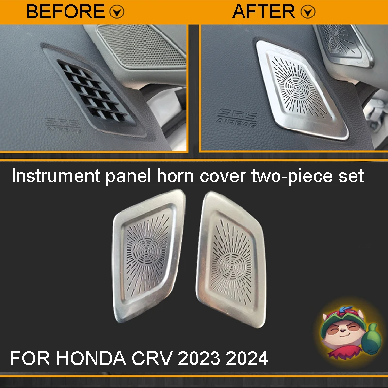 

For Honda CR-V 2023 2024 Stainless steel black titanium/matte silver Instrument panel horn cover Cars Accessories