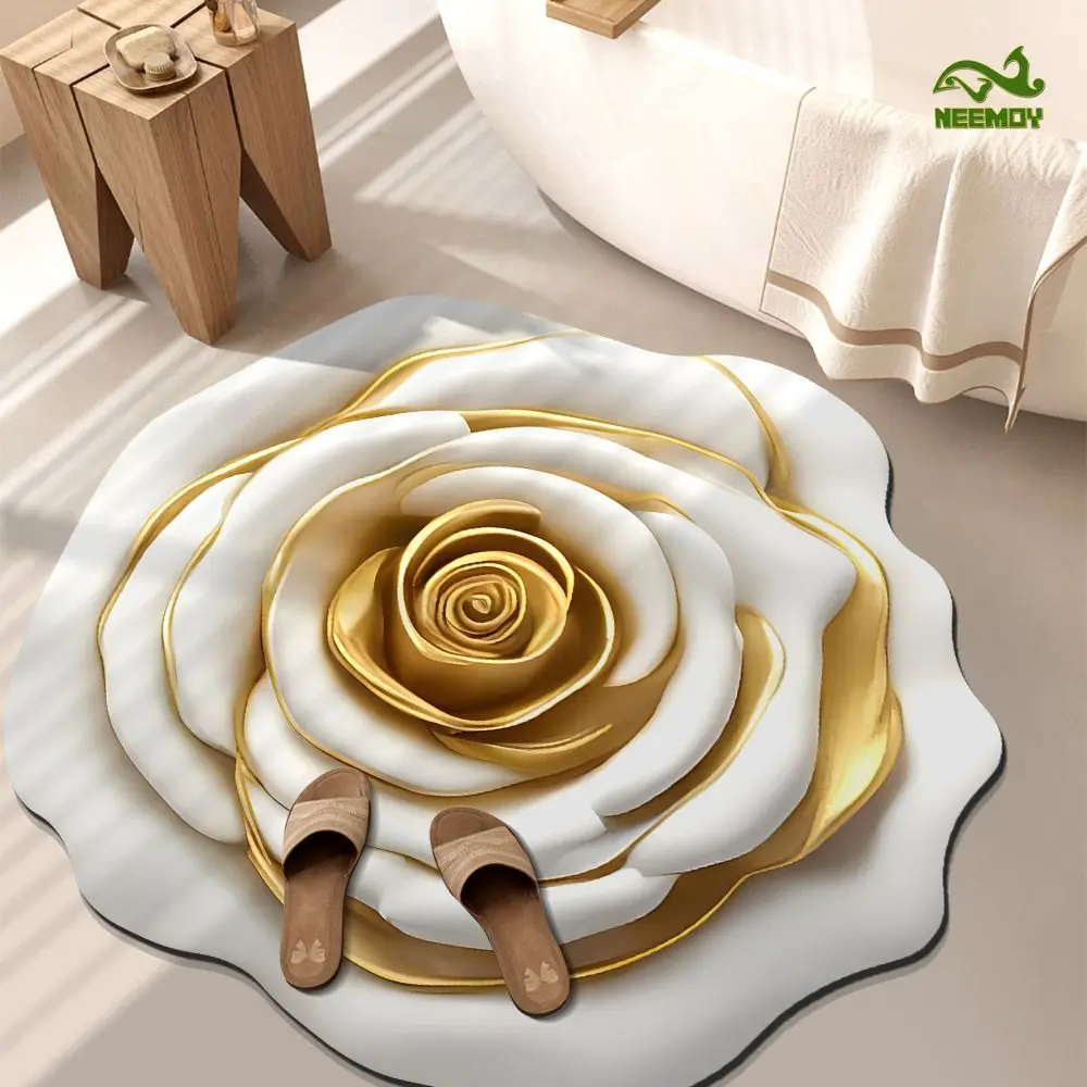 

Special-Shaped Flower Diatomite Mat Soft Non-Slip Absorbent Bathroom Floor Mat Door Rug for Living Room Tea Table Carpet
