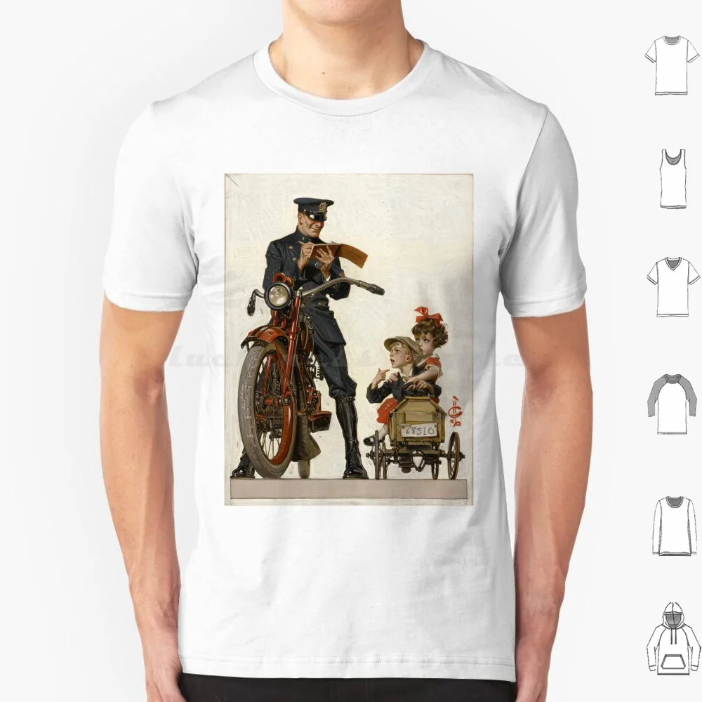 A Police Motorcycle T Shirt 6xl Cotton Cool Tee Motorcycle Motorbike Police Kids Children Policeman Vintage Leyendecker