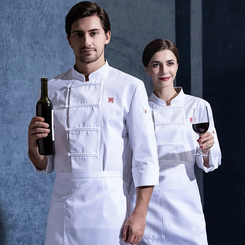 2021 New Hotel Chef Overalls Long Sleeve Autumn and Winter Clothes Men's Dining Canteen Kitchen Baking Work Wear