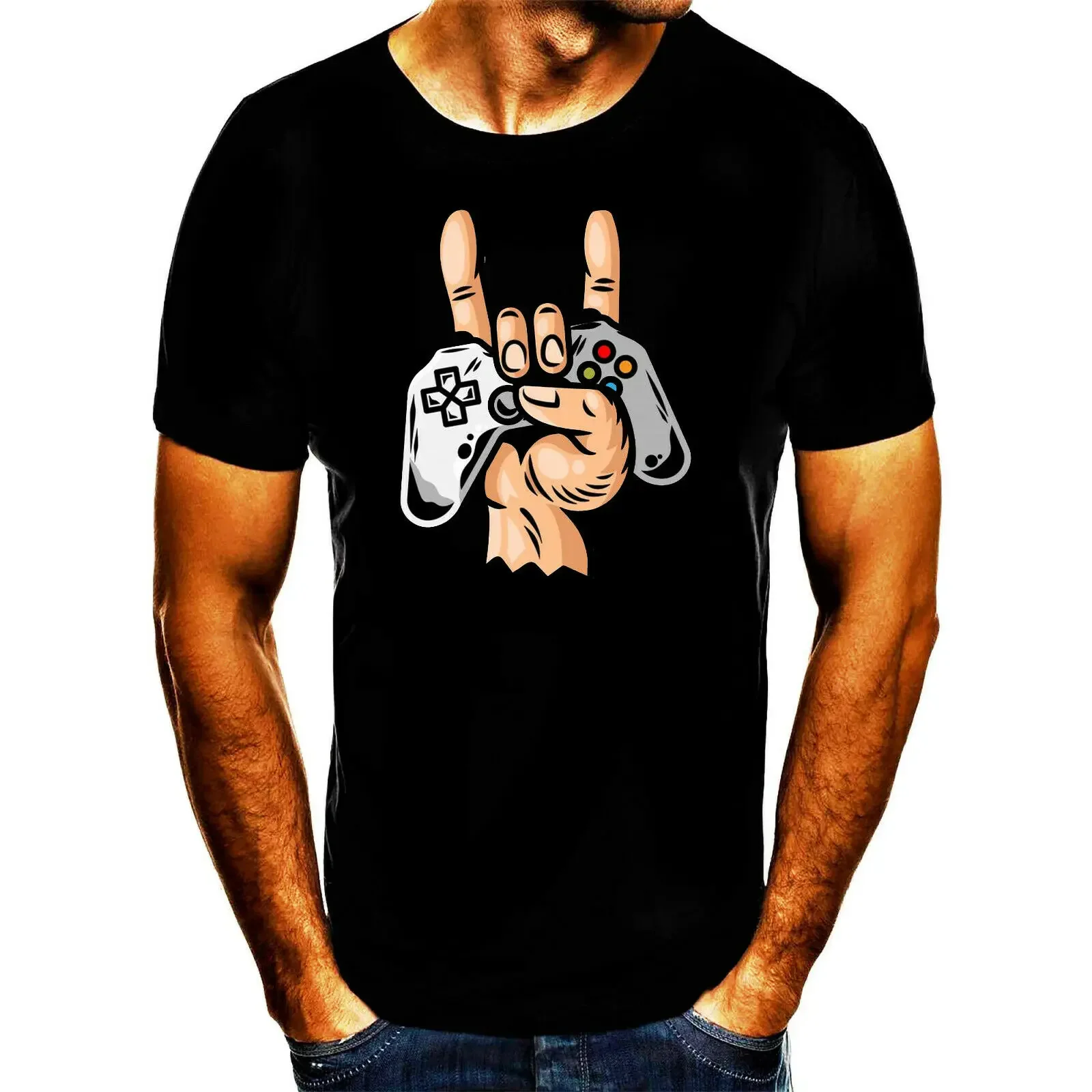 

Controller Zocken Gamer Print Gift Tshirt T- Shirt Men's 100% Cotton Casual T-shirts Loose Top Size S-3XL
