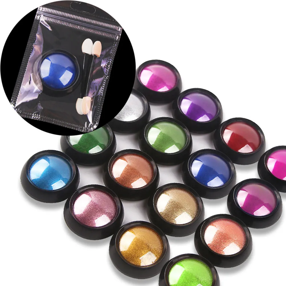 12 pièces de poudre miroir pour ongles super brillante, assortiment de 16 couleurs pour ongles brillants, application rapide, longue tenue, effet pailleté optique