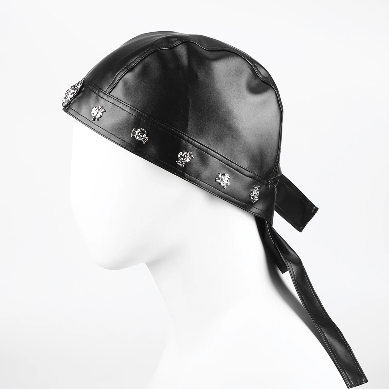 

PU Leather Cycling Bandana Doo Rags for Women Studded Motorcycle Bandana Head Wrap with Snug Fit for Riding & Outdoor Activities