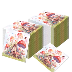 20/40/60/80/100pcs Mushroom Disposable Paper Napkins Forest Watercolor Mushroom Fairy Tale Birthday Party Table DIY Decorations