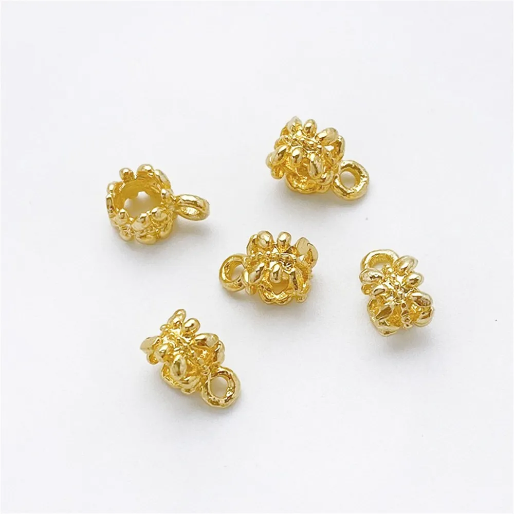 

14K Gold-plated Large Hole Cylindrical Pendant Buckle Bead Barrel Bead DIY Bead Bracelet Necklace Accessory Material Accessories