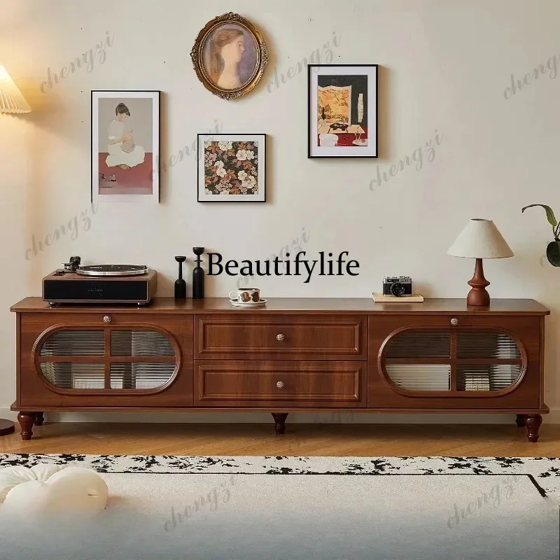 E136 Natural Wood Tv Cabinet Decoration Organizer Design Luxury Apartments Tv Stand Mid Century House Tv Kast Meubels Furniture