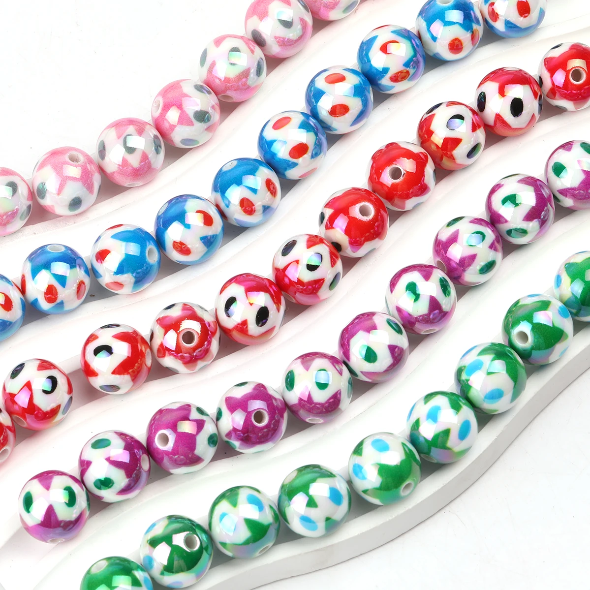 [Горячие продажи бусин] 5/20 шт. 16 мм разноцветные акриловые круглые бусины, винтажные круглые акриловые бусины с рисунком яичной скорлупы с множеством