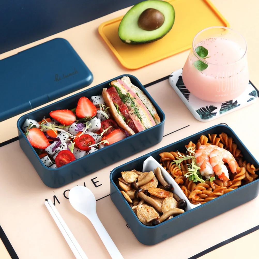 

1Pcs Japanese Double Layer Lunch Container Home Office School Stackable Portable Lunch Holder Elastic Strap Leak Proof