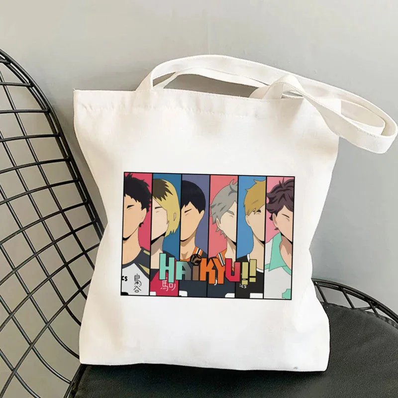 Fashion Haikyuu Anime Printing Ladies Shoulder Bag Casual Tote Eco Large Capacity Portable Travel Shopping Bag Schoolbag