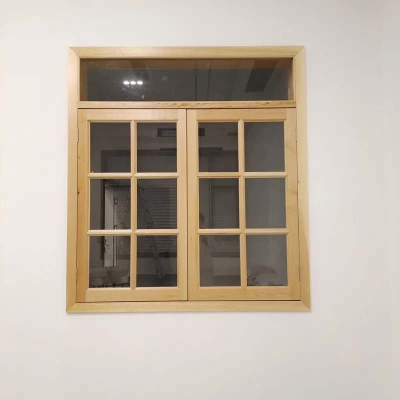 Rustic Arched Wooden Window Frame with Antique Glass Mediterranean Style for Home Renovation Pastoral Decor