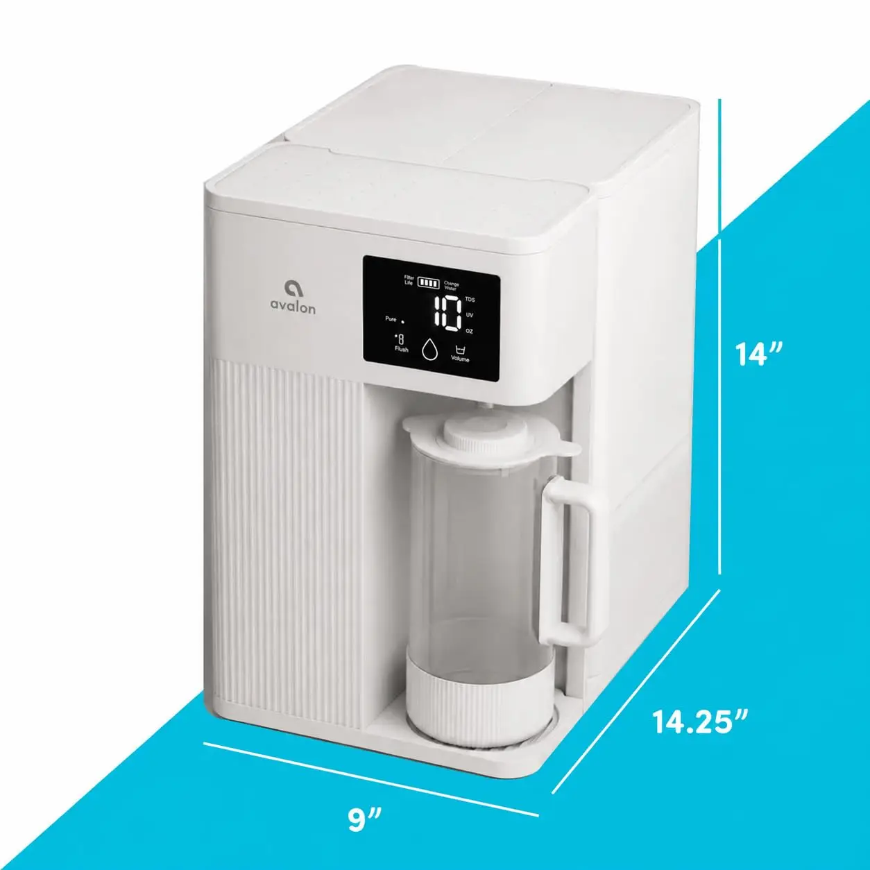 Countertop Reverse Osmosis Water Dispenser with Pitcher, White, 4-Stage Filtration System, Digital Display, TDS Level Reading, Filter Indicator, Self-Cleaning Feature