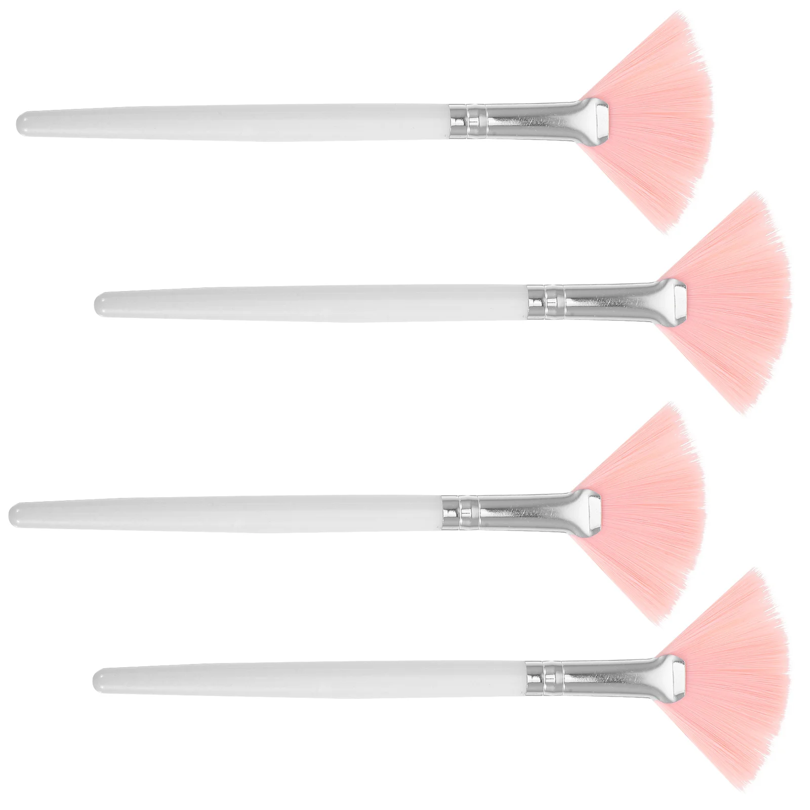 

4pcs Long Handle Makeup Brush Set Fan Face Powder Foundation Blender Highlighter Facial Tools For Women Professional
