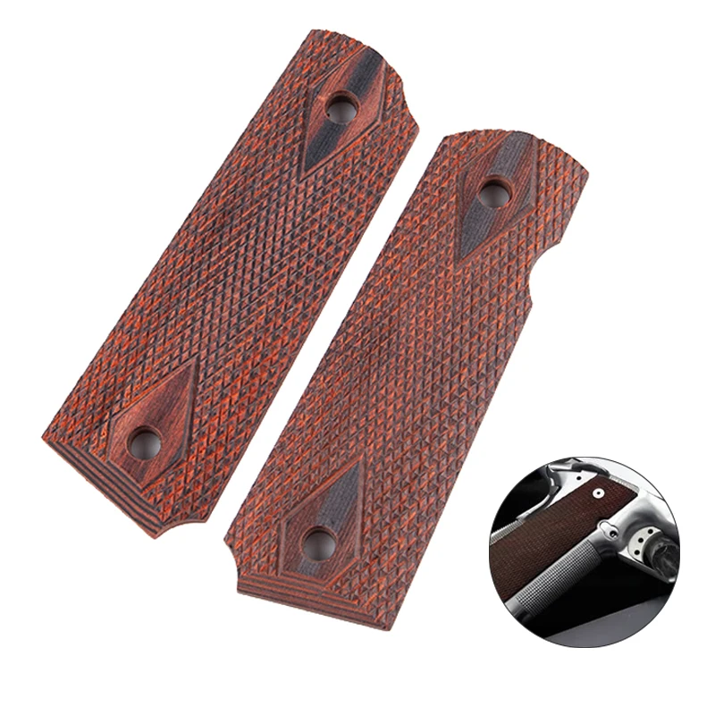 1Pair of Natural African Mahogany Non-slip Handle Patches Suitable For 1911 Grip