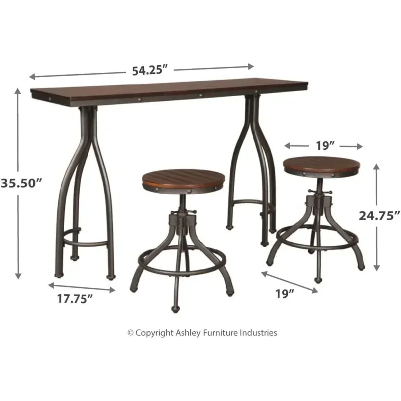 Urban Counter Height Dining Table Set, Home Bar Móveis, cinza, 2 Bar Stools