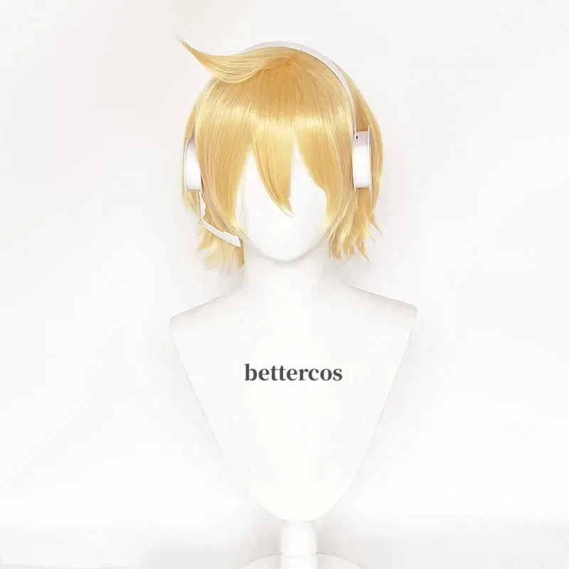 Candy 2025High Quality Rin Len Short Blond Heat Resistant Synthetci Hair Anime Cosplay Wigs + Track + Wig Cap