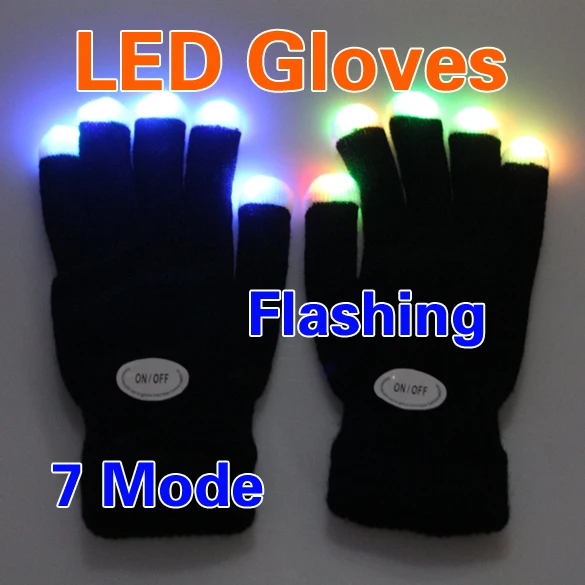 1pair LED Glow Glove Rave Light Flashing Gloves Glow Light Up Finger Tip Lighting Supplies For Children Novelty Toys