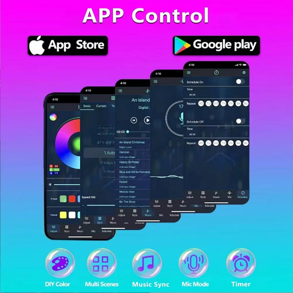 LED Lights for TV, 16.4ft LED Lights for 45-75 Inch TVs, RGB TV Backlight Behind, Music Sync Bluetooth APP/RF Remote Control Str