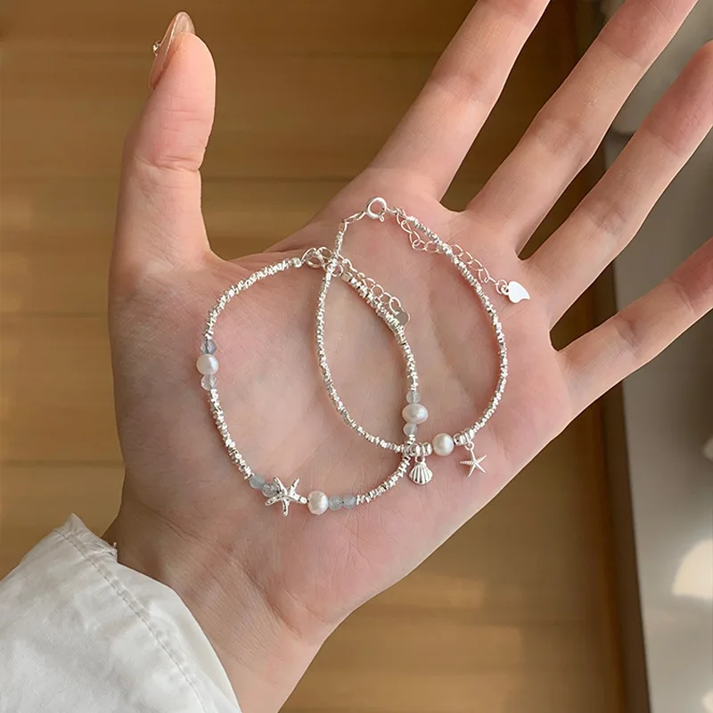 

New 925 Sterling Silver Starfish Bracelet Simple Charm Geometric Shape Women Bracelet Birthday Party Gift Exquisite Jewelry