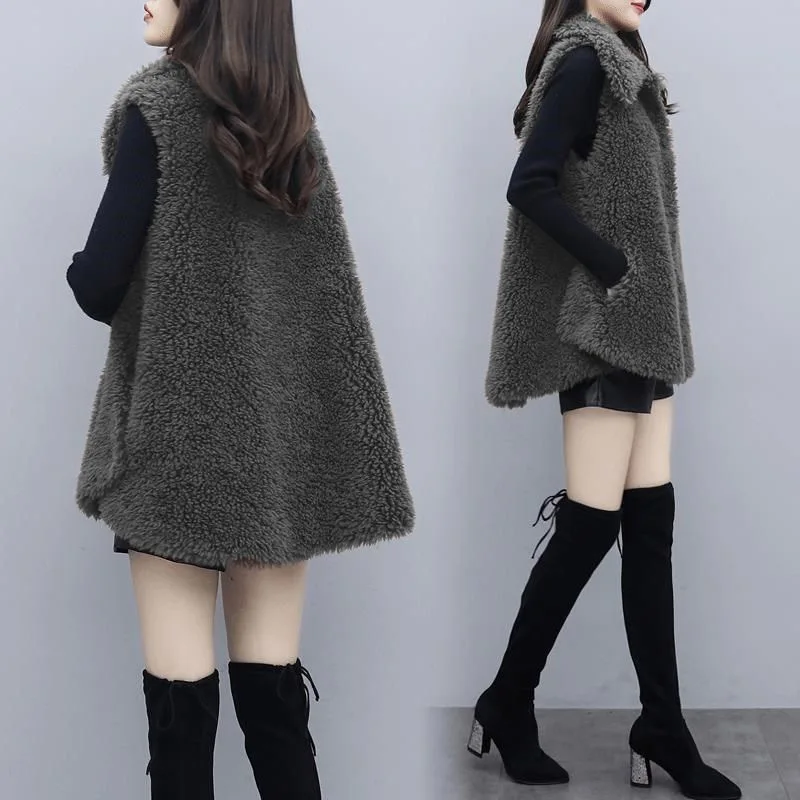 2025 Autumn and Winter New Loose Double-sided Plush Fashion Vest Fleece Clothes Women's Coat