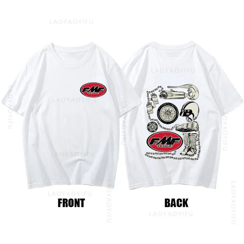 تي شيرت FMF لعادم السباقات للرجال بأكمام قصيرة ، قطن ، رقبة مستديرة ، موضة رائعة ، تخفيضات كبيرة ، الصيف