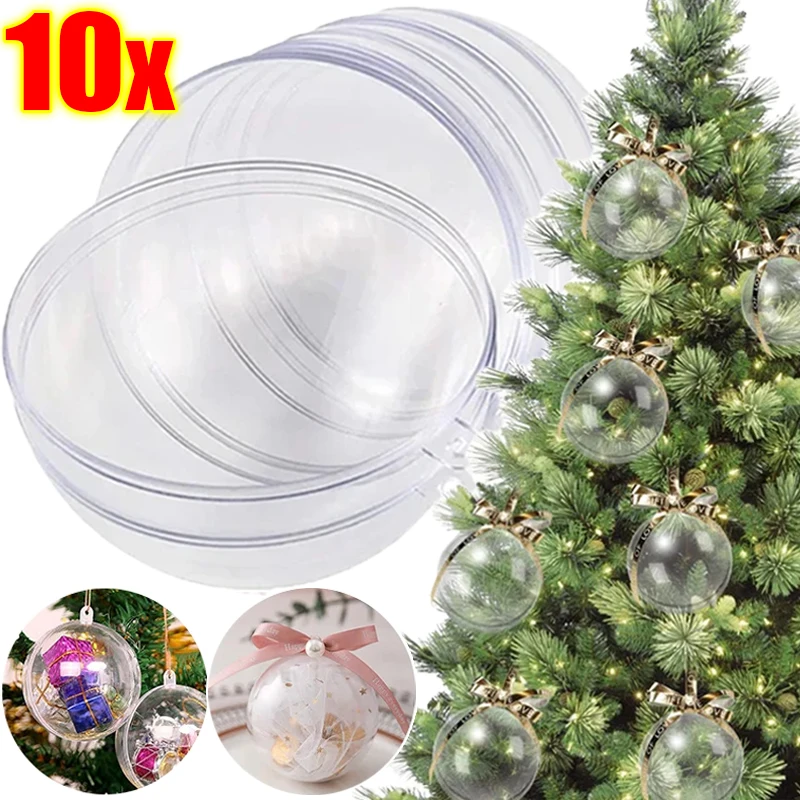 Christmas Ornaments Balls DIY Fillable Bauble Plastic Transparent Hollow Ball Wedding Party Xmas Tree Hanging Gift Decorations