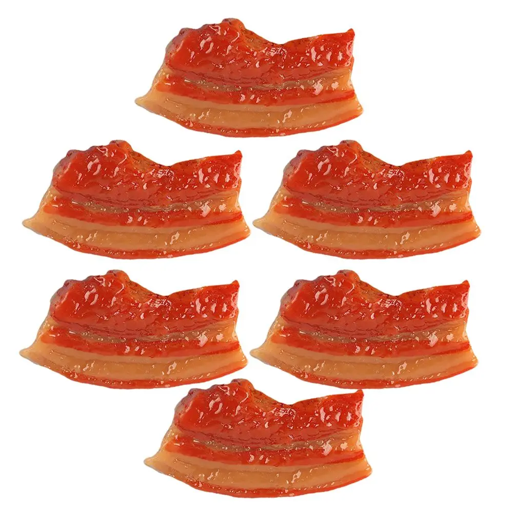

6 Pcs Simulated Pork Belly Meat Play Artificial Prop Decorative Food Model Kitchen Fake Fried Party Decoration