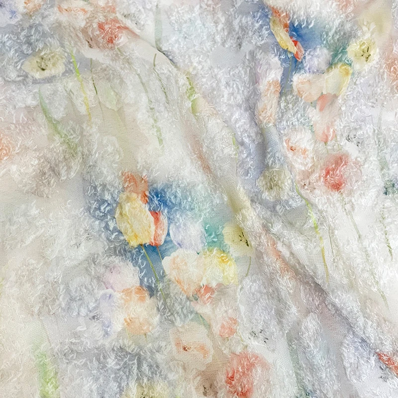 Digital Printing Chiffon Fabric Floral Watercolor for DIY Sewing Cheongsam Retro Dress Material Jacquard Design for Women 2025