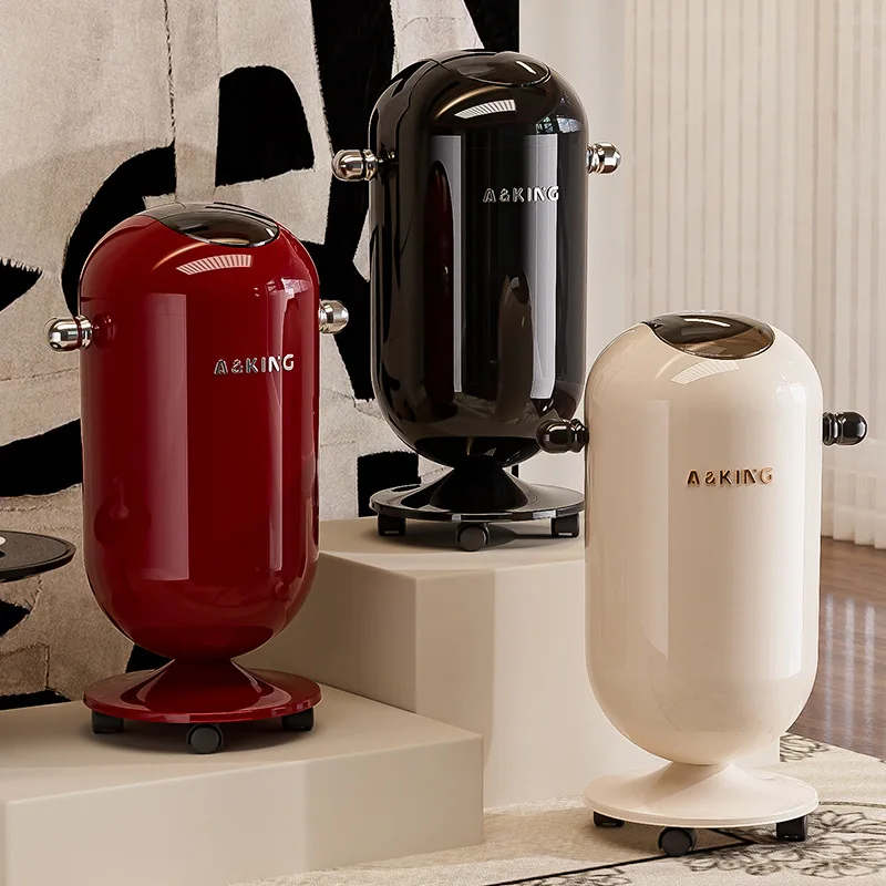 

Flip Roller Skating Wastebasket Large Capacity Movable Recycle Bin Home Use Living Room Kitchen Bathroom Light Luxury Trash Can