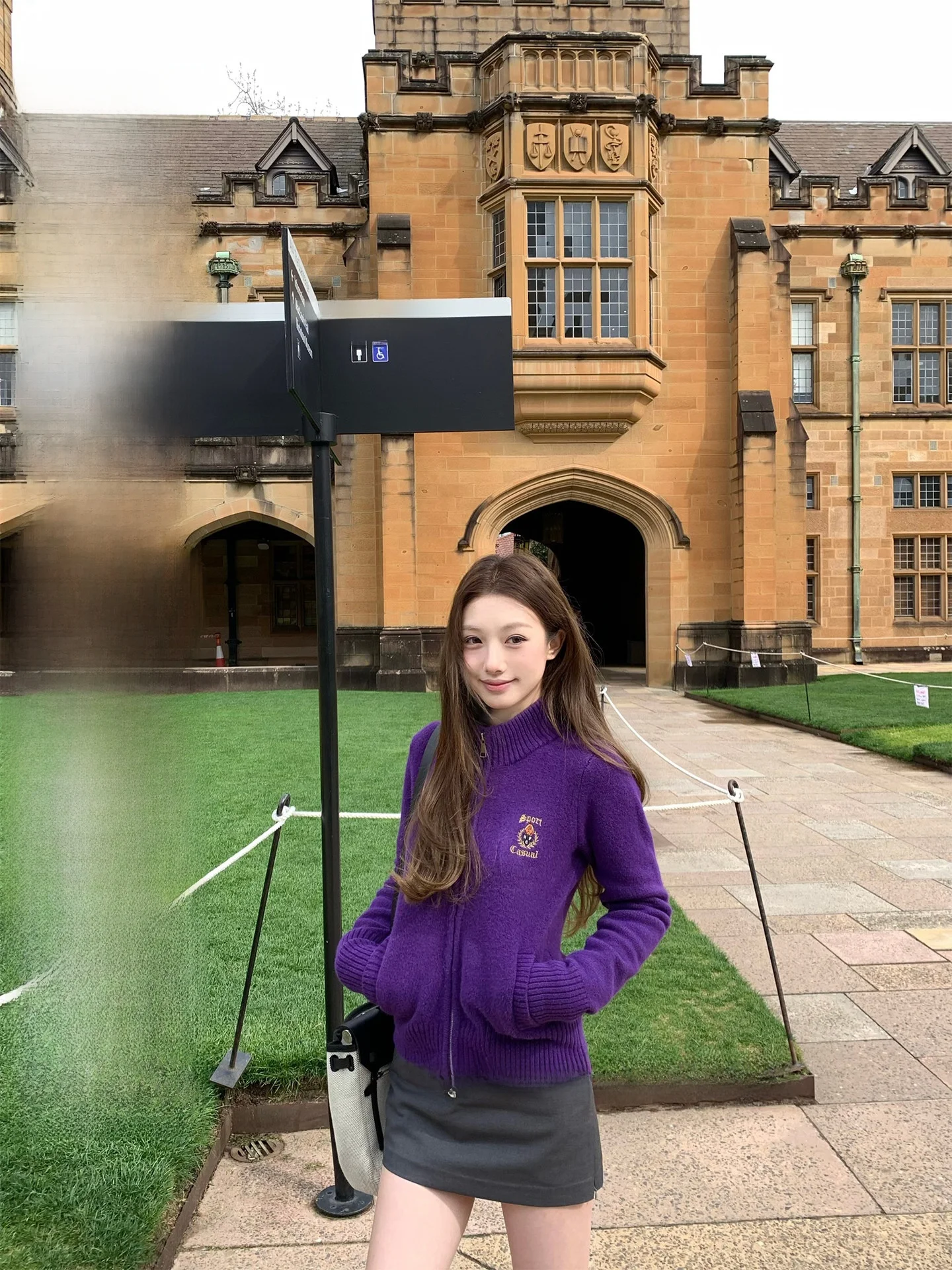 

Chestnut Bankelili Vintage College Woolen Knitted Cardigan Coat Embroidered Casual Slim Fit Long Sve Warm Outerwear